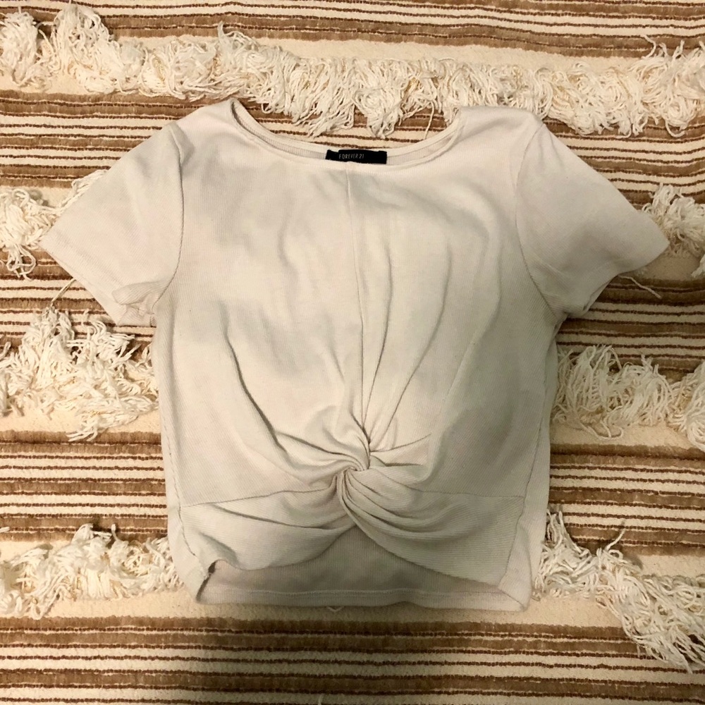 Forever 21 White Knot Crop Top